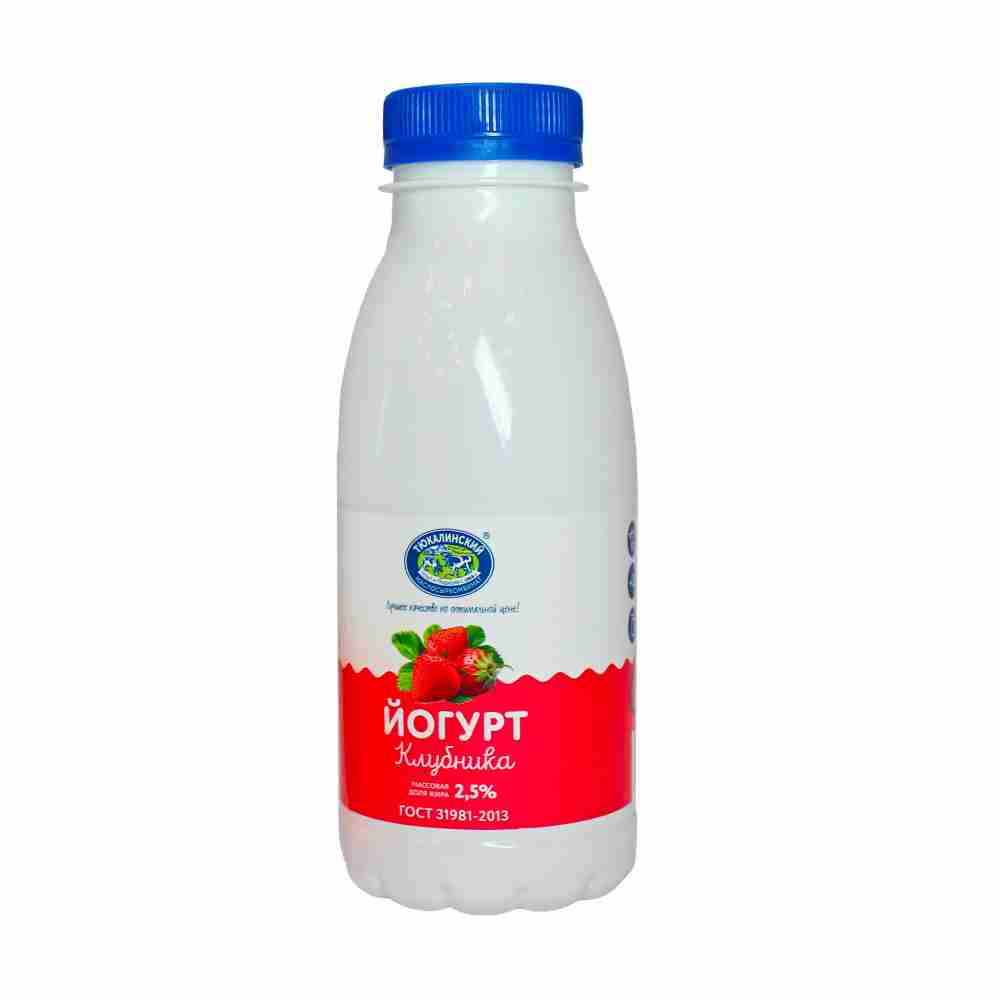Йогурт Клубника 330мл  2,5% бутылка (Тюкалинский)