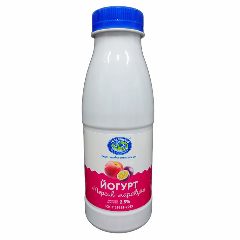 Йогурт Персик-Маракуйя 330мл 2,5% бутылка (Тюкалинский)