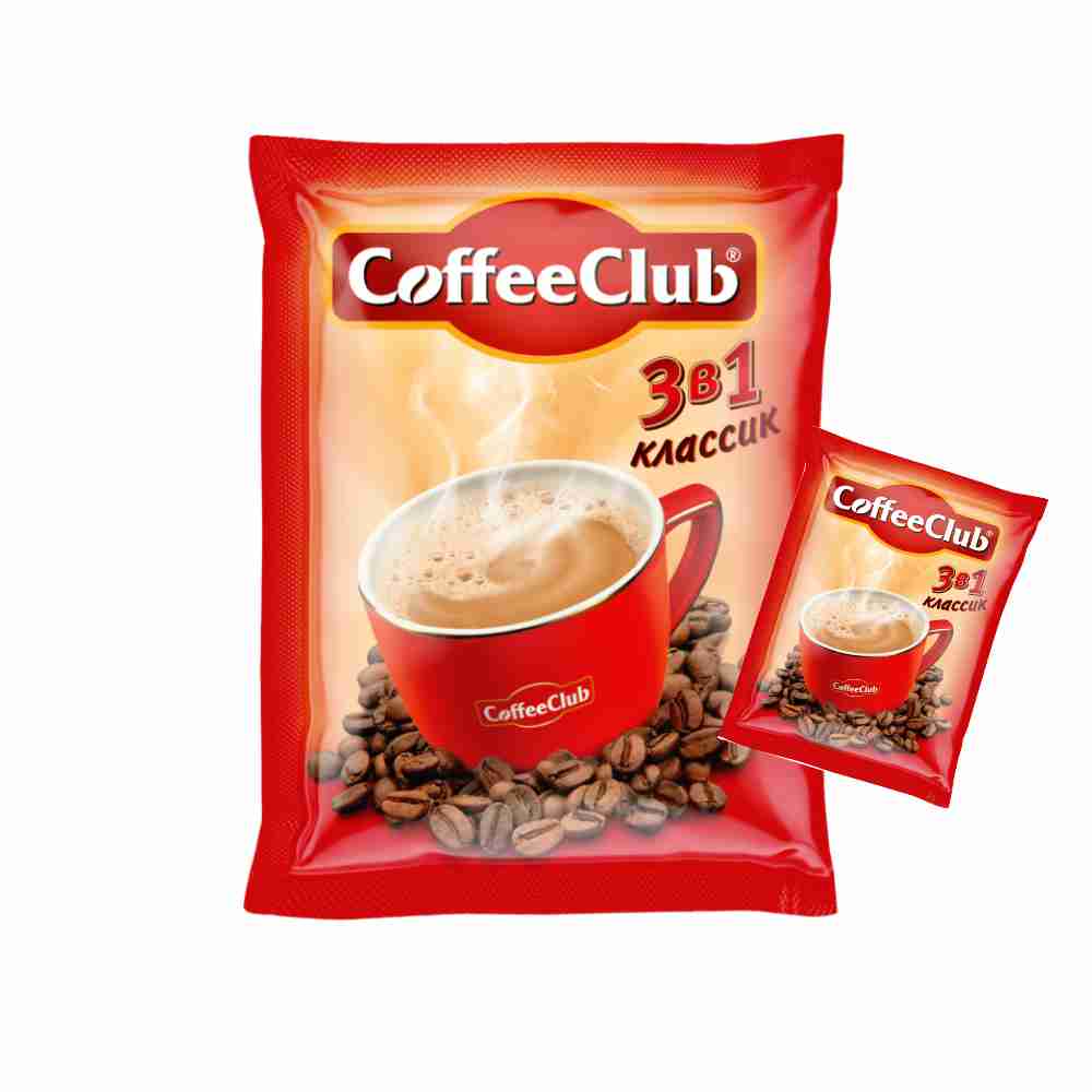 COFFEE CLUB Классик 50 шт/уп 3-в-1 быстрорастворимый кофейный напиток 18гр (Негреско)