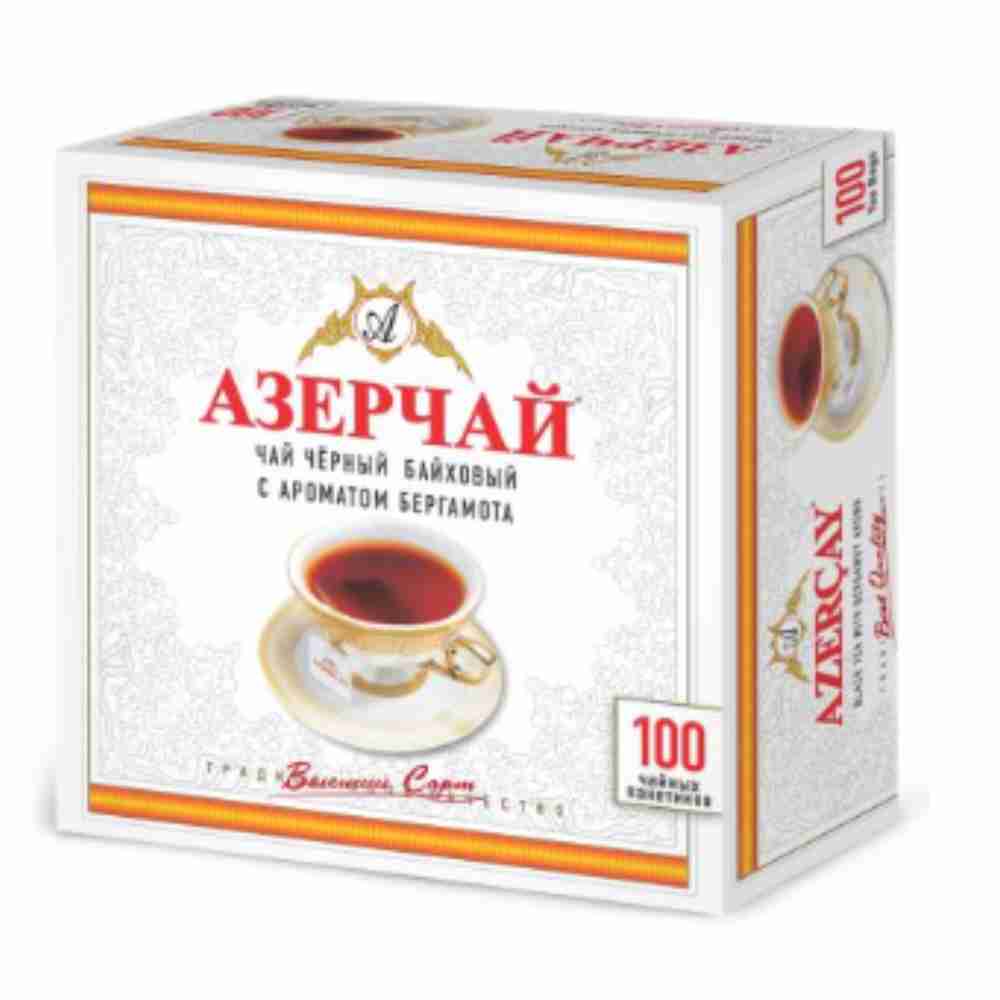 Чай черный пакетирвоанный с ароматом бергамота Азерчай КОНВЕРТ Премиум 100 пак*1,8г