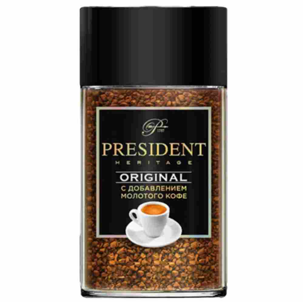 Кофе PRESIDENT HERITAGE Original натур.раств.сублимир с доб. молотого ст/б 90гр